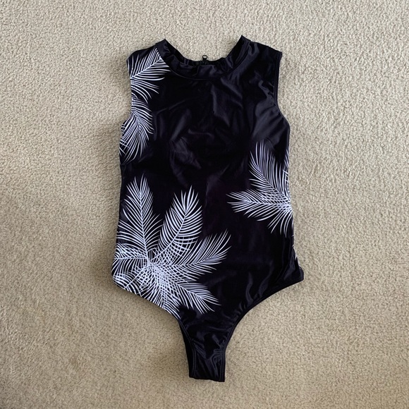 Other - Black surfer bathing suit with white palm fronds